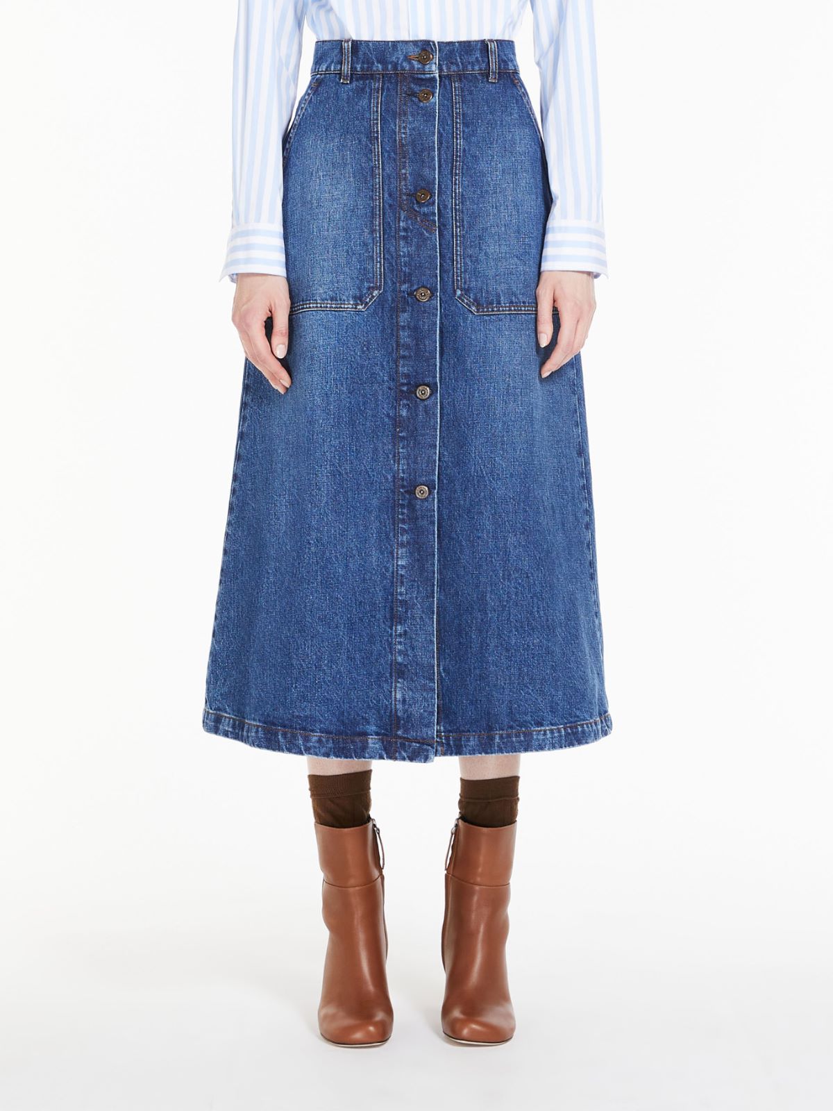 Skirt in organic cotton denim - NAVY - Weekend Max Mara - 2