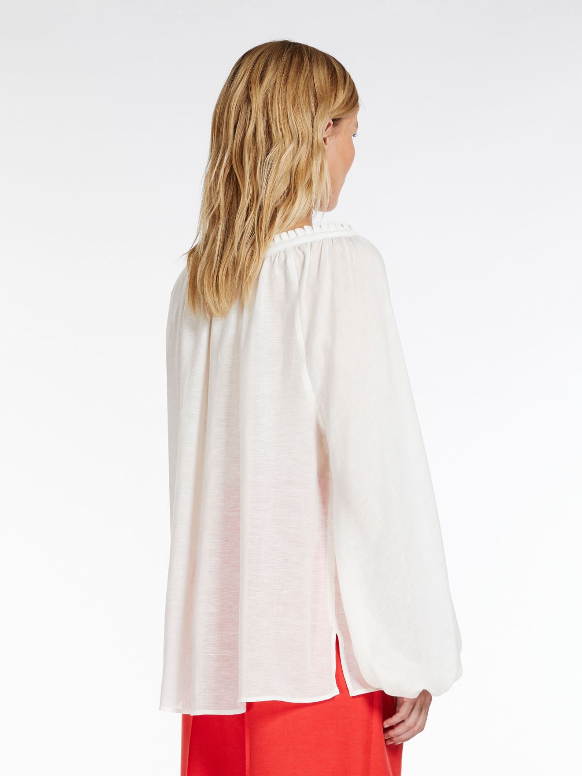 Viscose and linen blouse - WHITE - Weekend Max Mara - 3