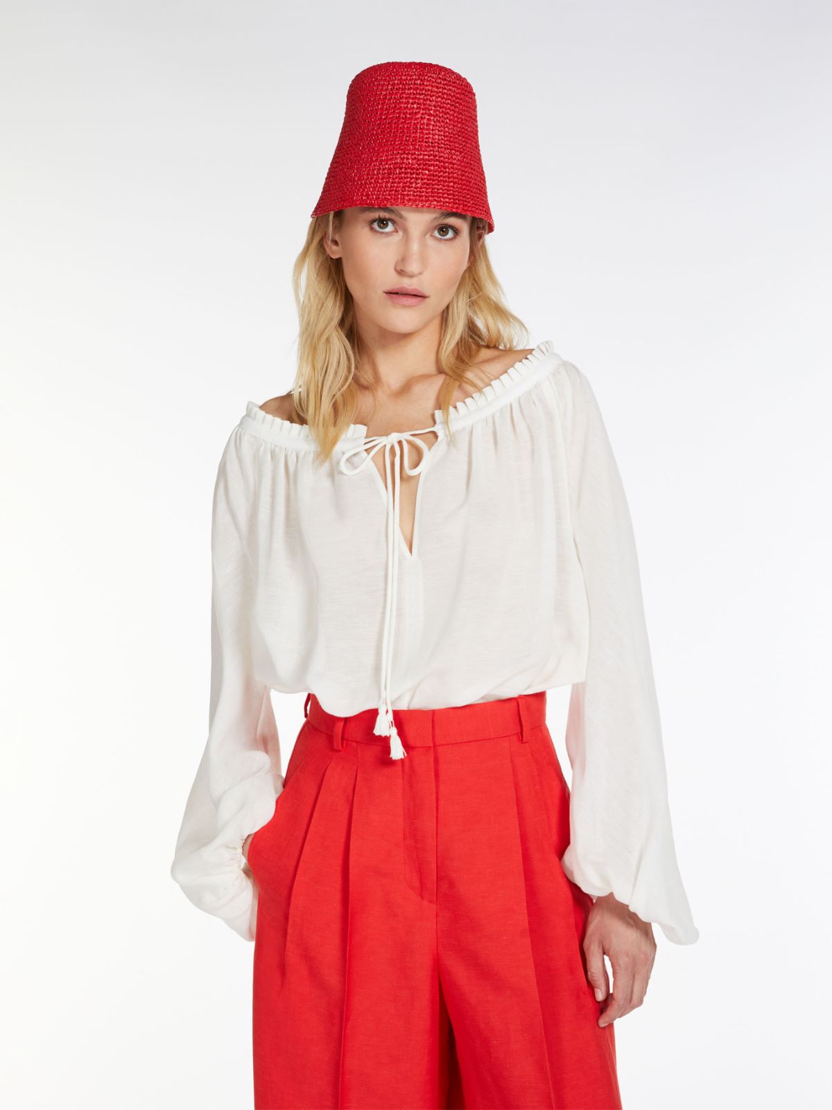 Viscose and linen blouse - WHITE - Weekend Max Mara - 4