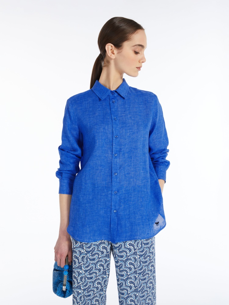 Linen fabric shirt - CORNFLOWER BLUE - Weekend Max Mara