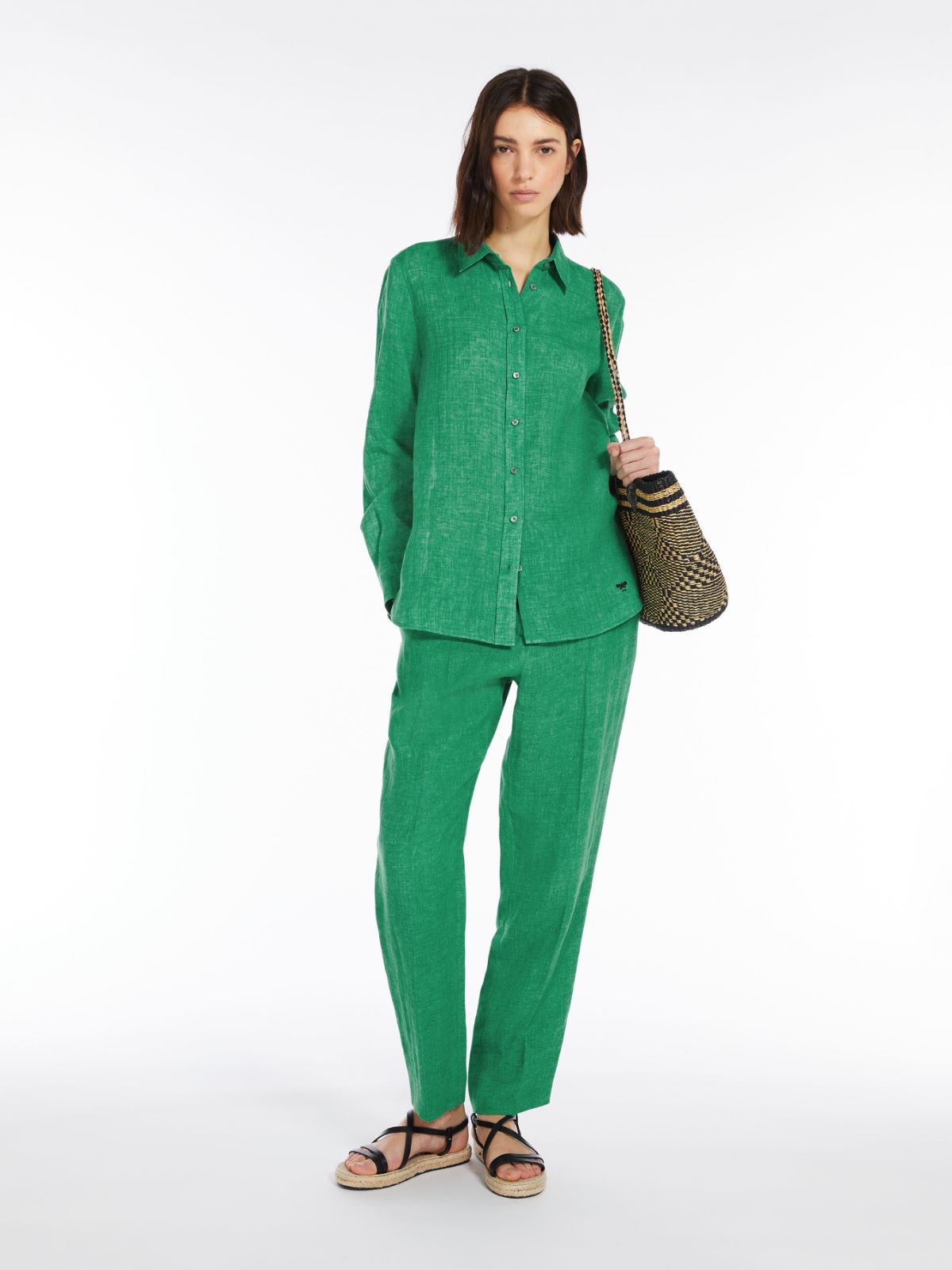 Linen fabric shirt, green | Weekend Max Mara