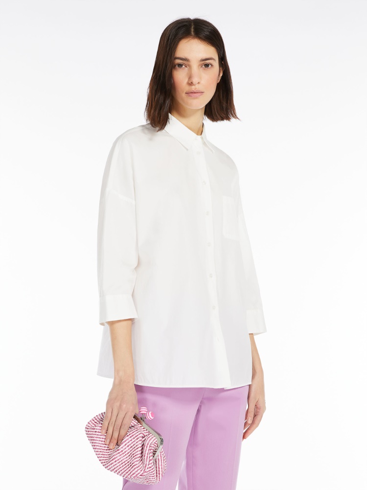 Shirt in organic cotton poplin - WHITE - Weekend Max Mara