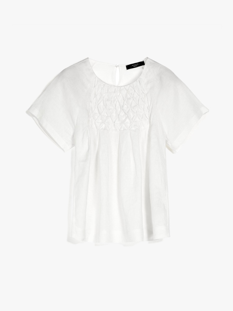 Linen and cotton blouse - WHITE - Weekend Max Mara