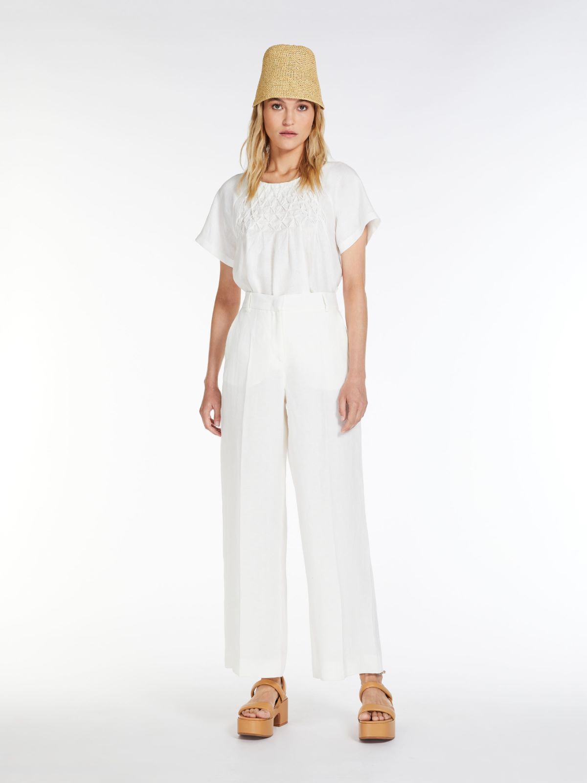 Linen and cotton blouse - WHITE - Weekend Max Mara