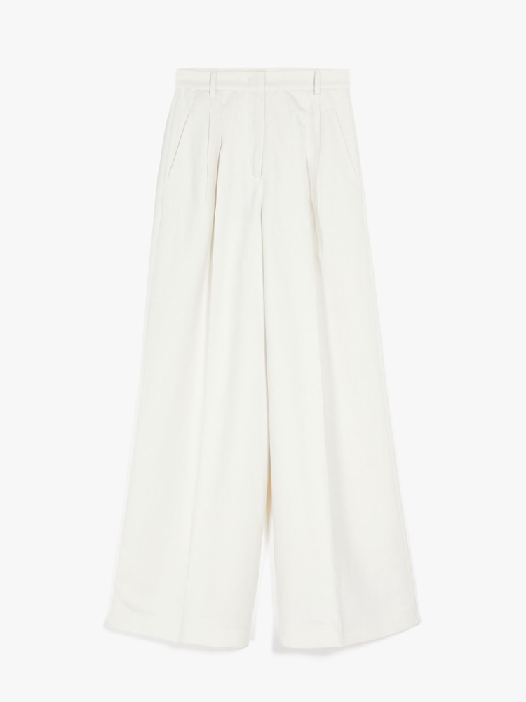 Viscose and linen trousers - IVORY - Weekend Max Mara