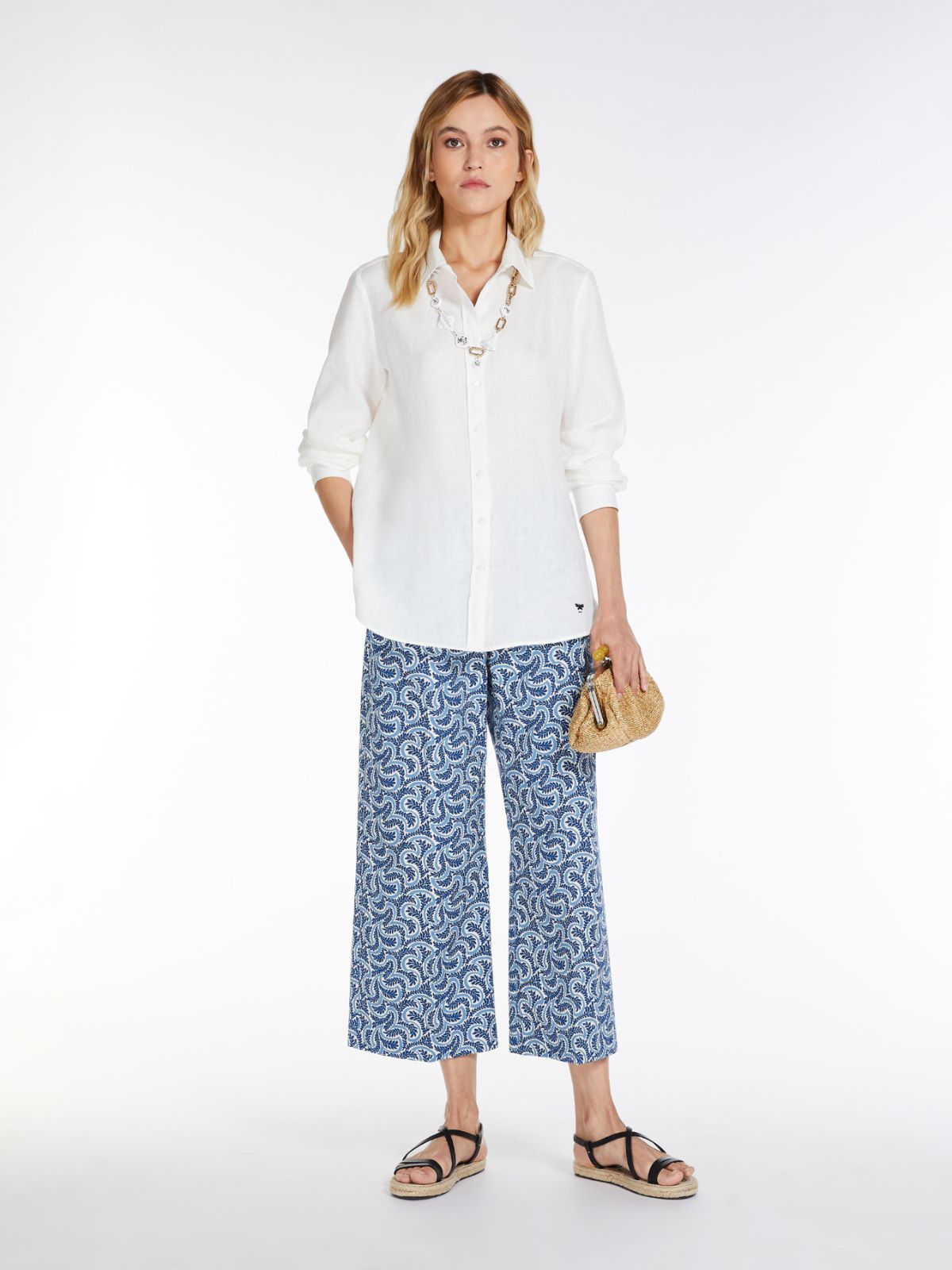 Trousers in printed cotton - LIGHT BLUE - Weekend Max Mara