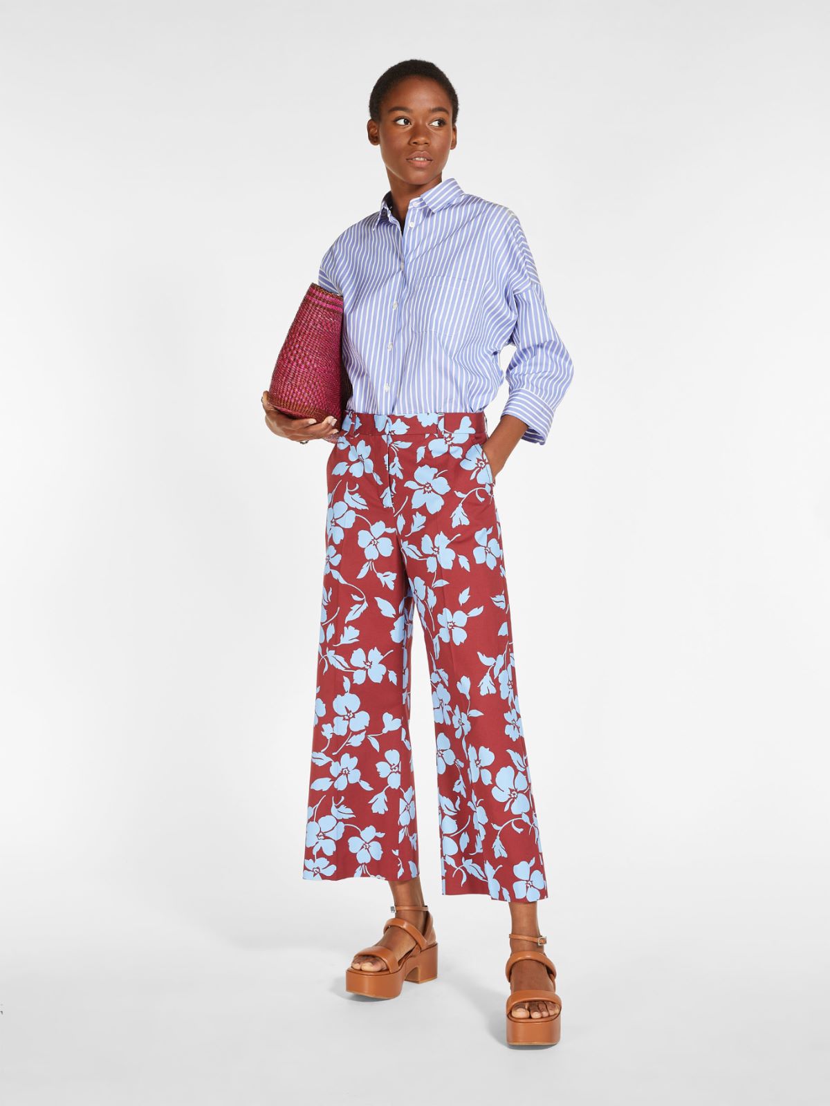 Wide twill trousers  RedFloral  Ladies  HM IN