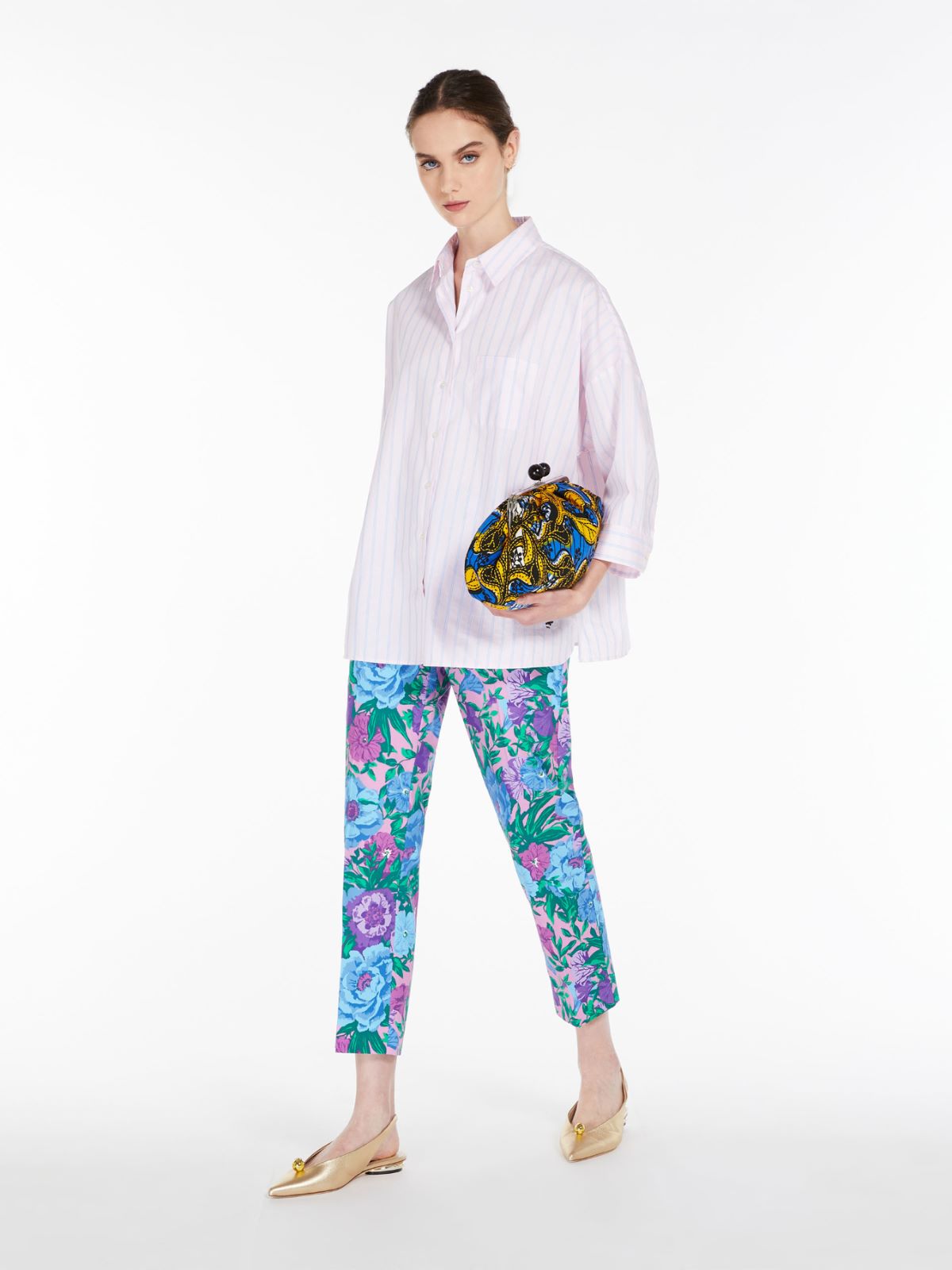 Trousers in printed cotton - GREEN - Weekend Max Mara