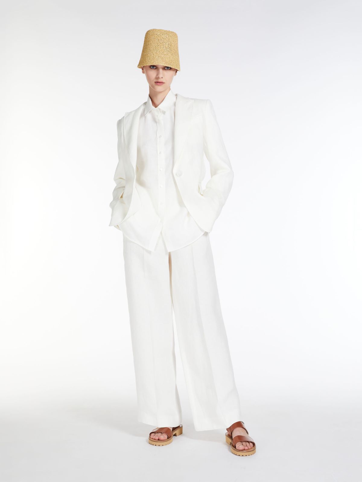 Trousers in linen canvas - WHITE - Weekend Max Mara