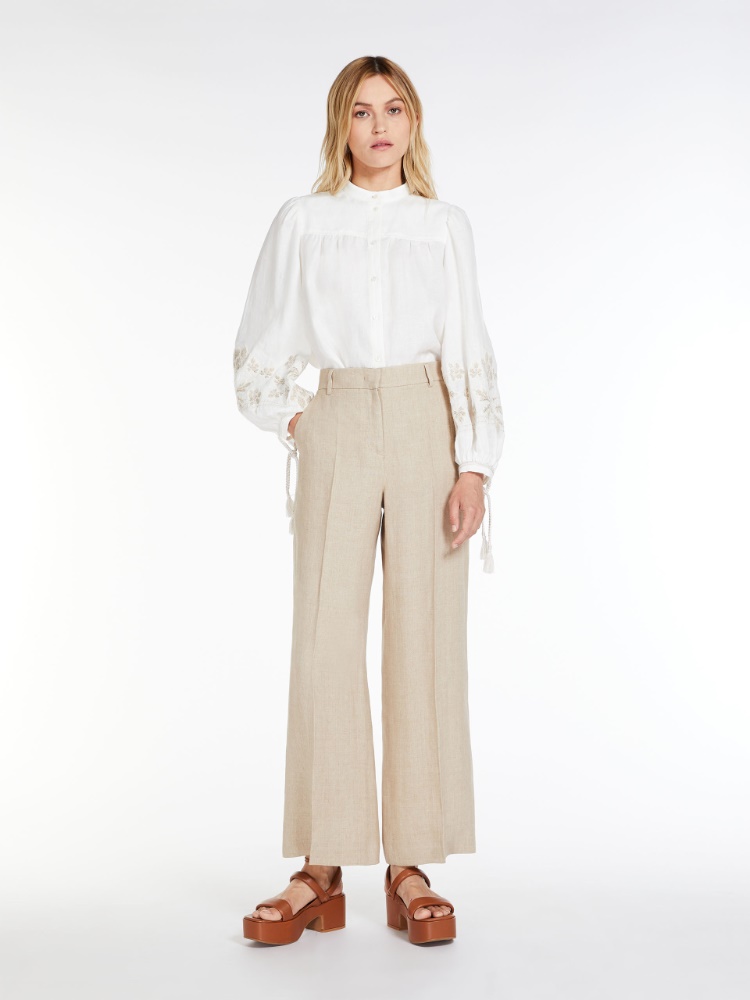 Trousers in linen canvas - CLAY - Weekend Max Mara