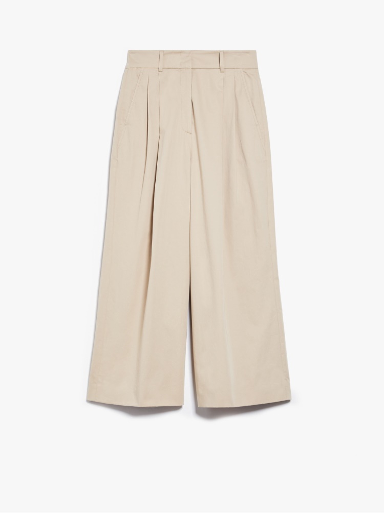 Trousers in cotton satin - SAND - Weekend Max Mara
