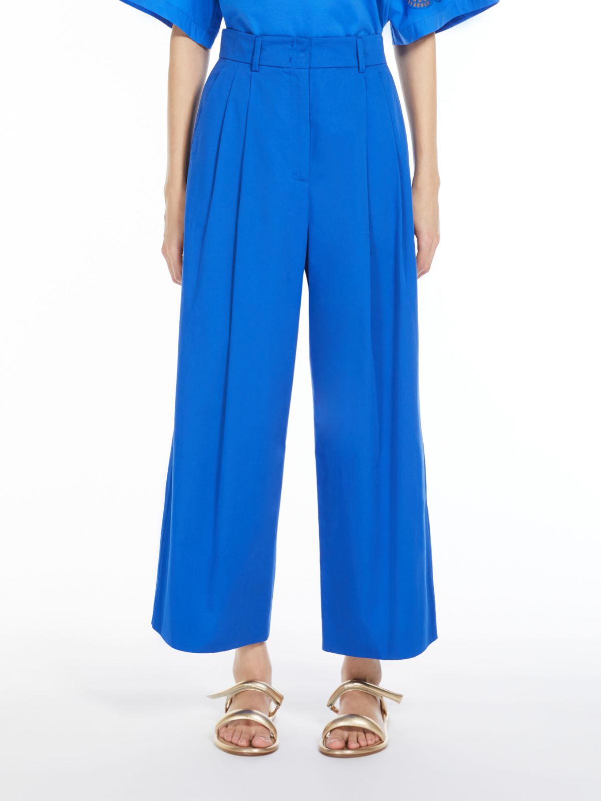 Trousers in cotton satin - CORNFLOWER BLUE - Weekend Max Mara - 2