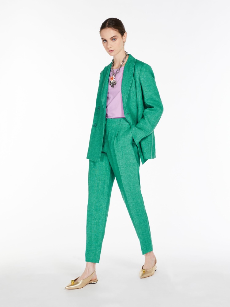 Trousers in linen canvas - GREEN - Weekend Max Mara