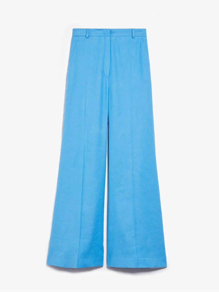 Linen and cotton trousers - LIGHT BLUE - Weekend Max Mara