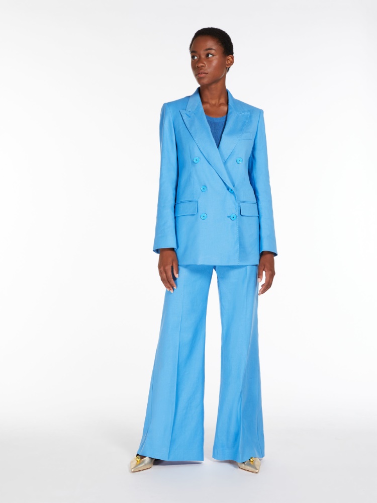 Linen and cotton trousers - LIGHT BLUE - Weekend Max Mara