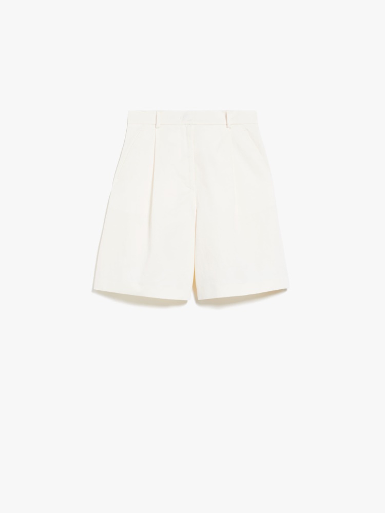 Cotton and linen Bermuda shorts - IVORY - Weekend Max Mara