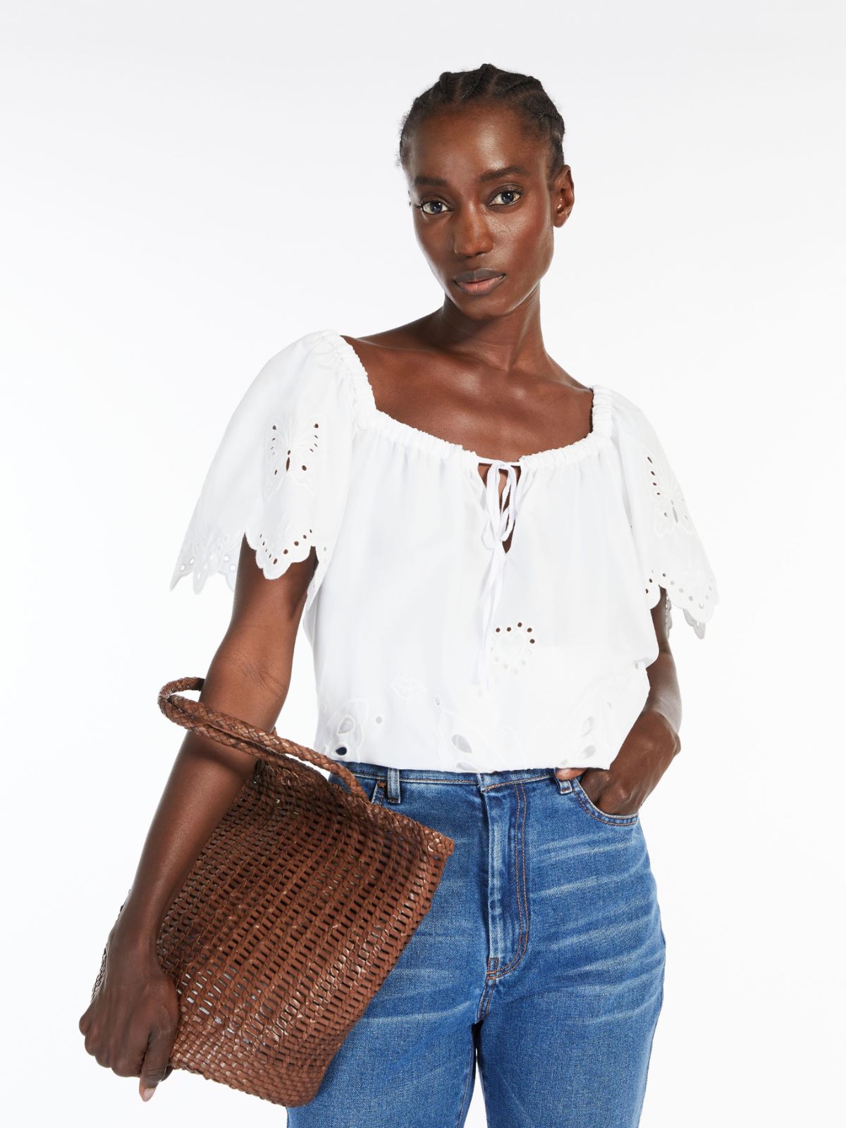 Cotton broderie anglaise top, white | Weekend Max