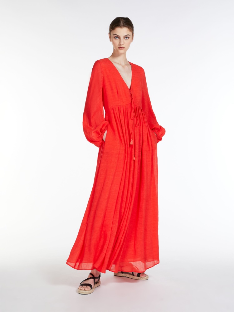 Viscose and linen dress - RED - Weekend Max Mara