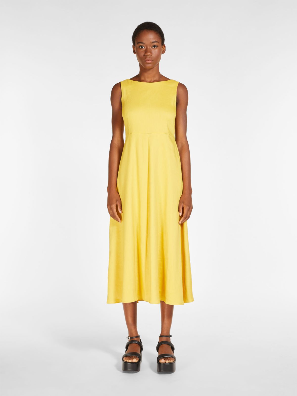 Linen and viscose dress, bright yellow | Weekend Max Mara
