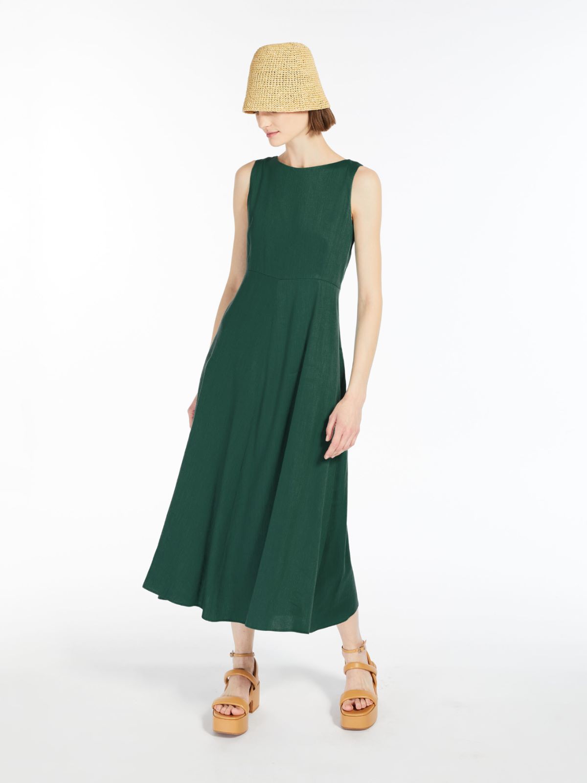Linen and viscose dress, green | Weekend Max Mara