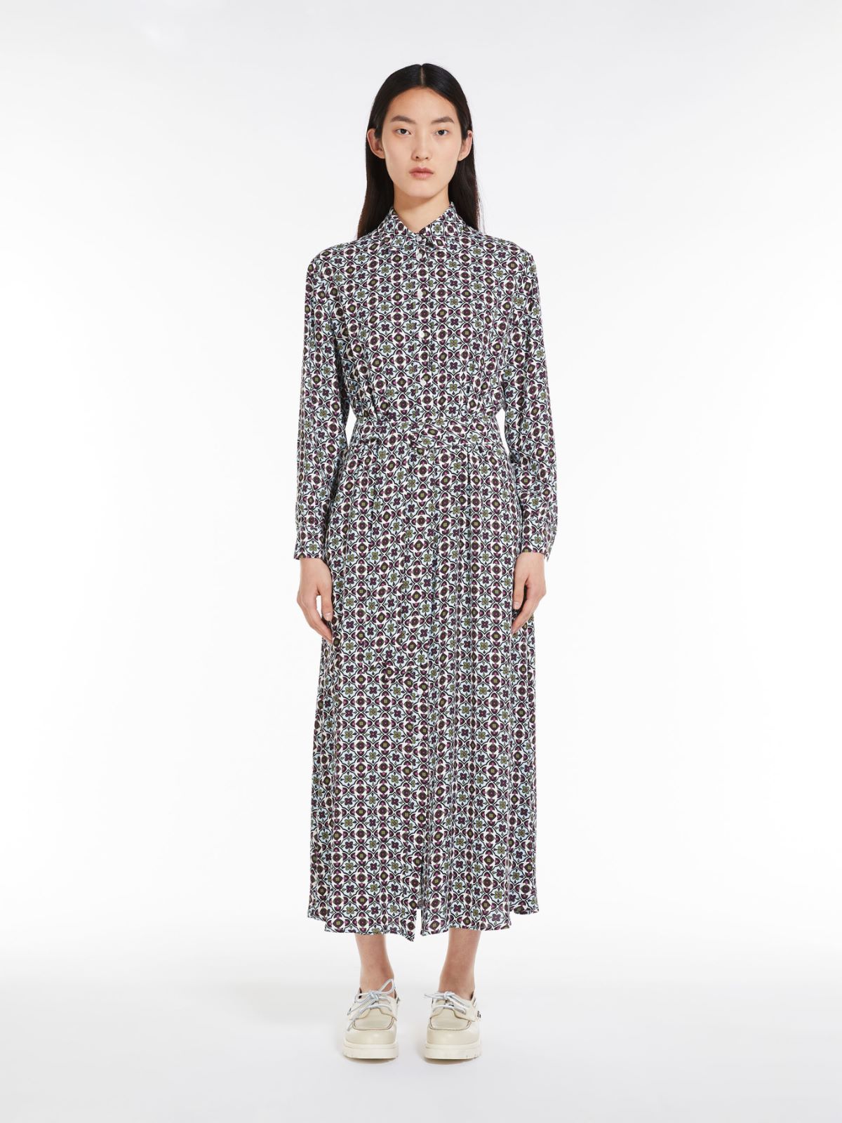 Viscose georgette shirt dress, sky blue | Weekend Max Mara