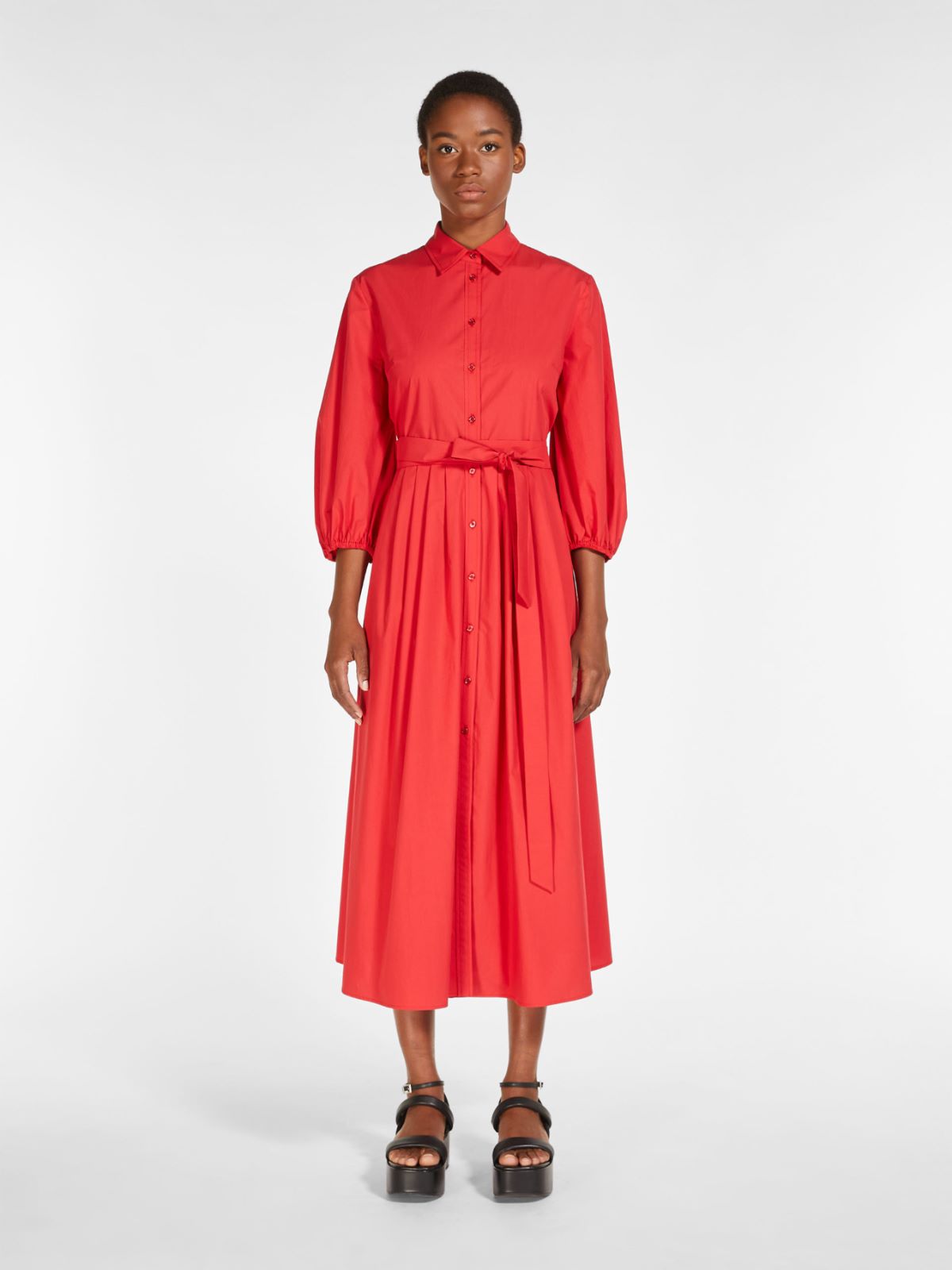 Dress in cotton poplin  - RED - Weekend Max Mara - 2