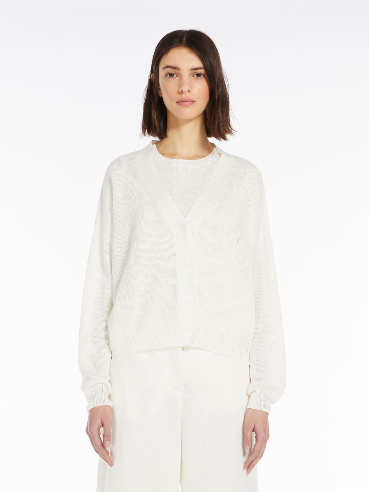 Linen knit cardigan - WHITE - Weekend Max Mara - 2