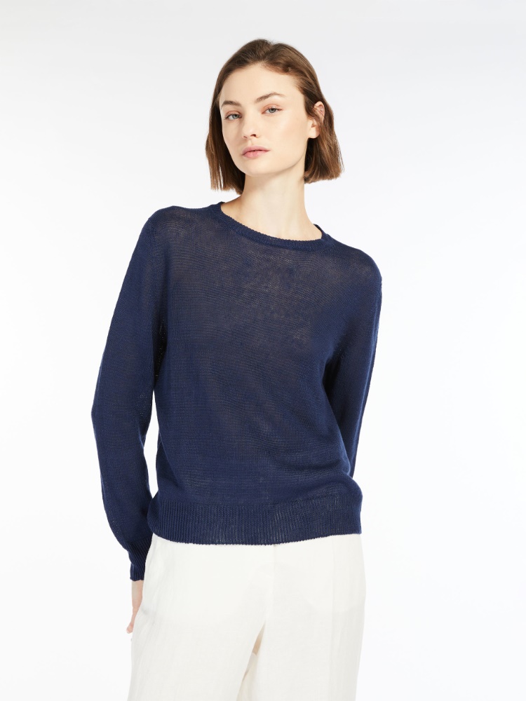 Linen knit jumper - NAVY - Weekend Max Mara