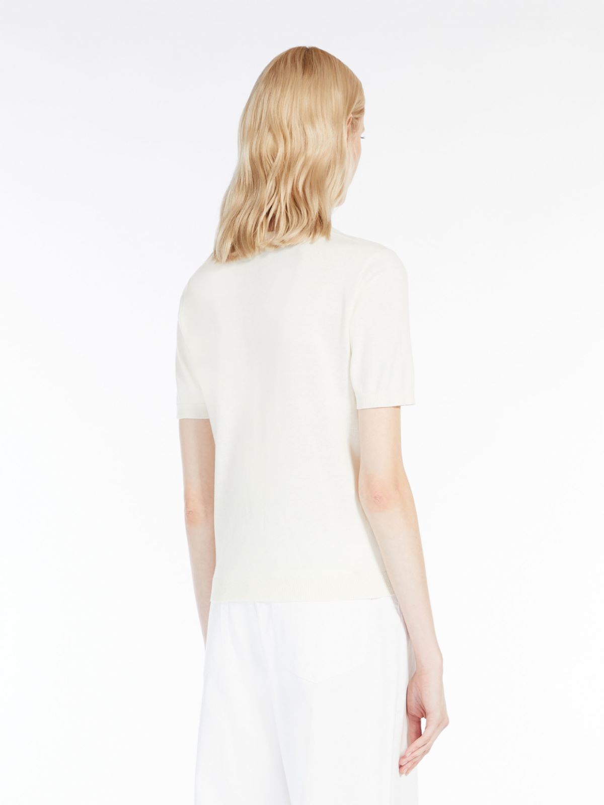 Silk-blend T-shirt, ivory | Weekend Max Mara