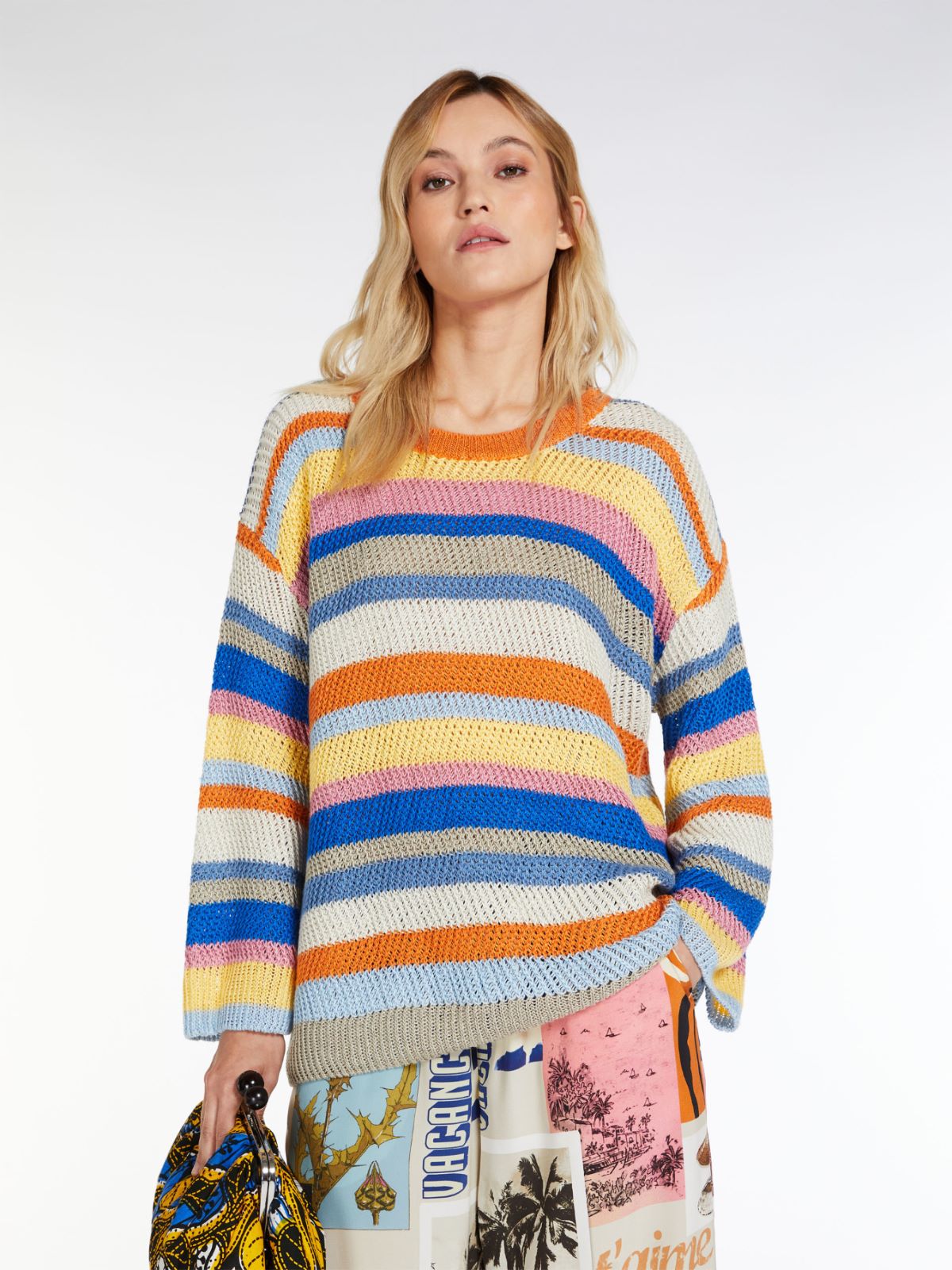 Linen crochet-knit jumper - LIGHT BLUE - Weekend Max Mara - 4