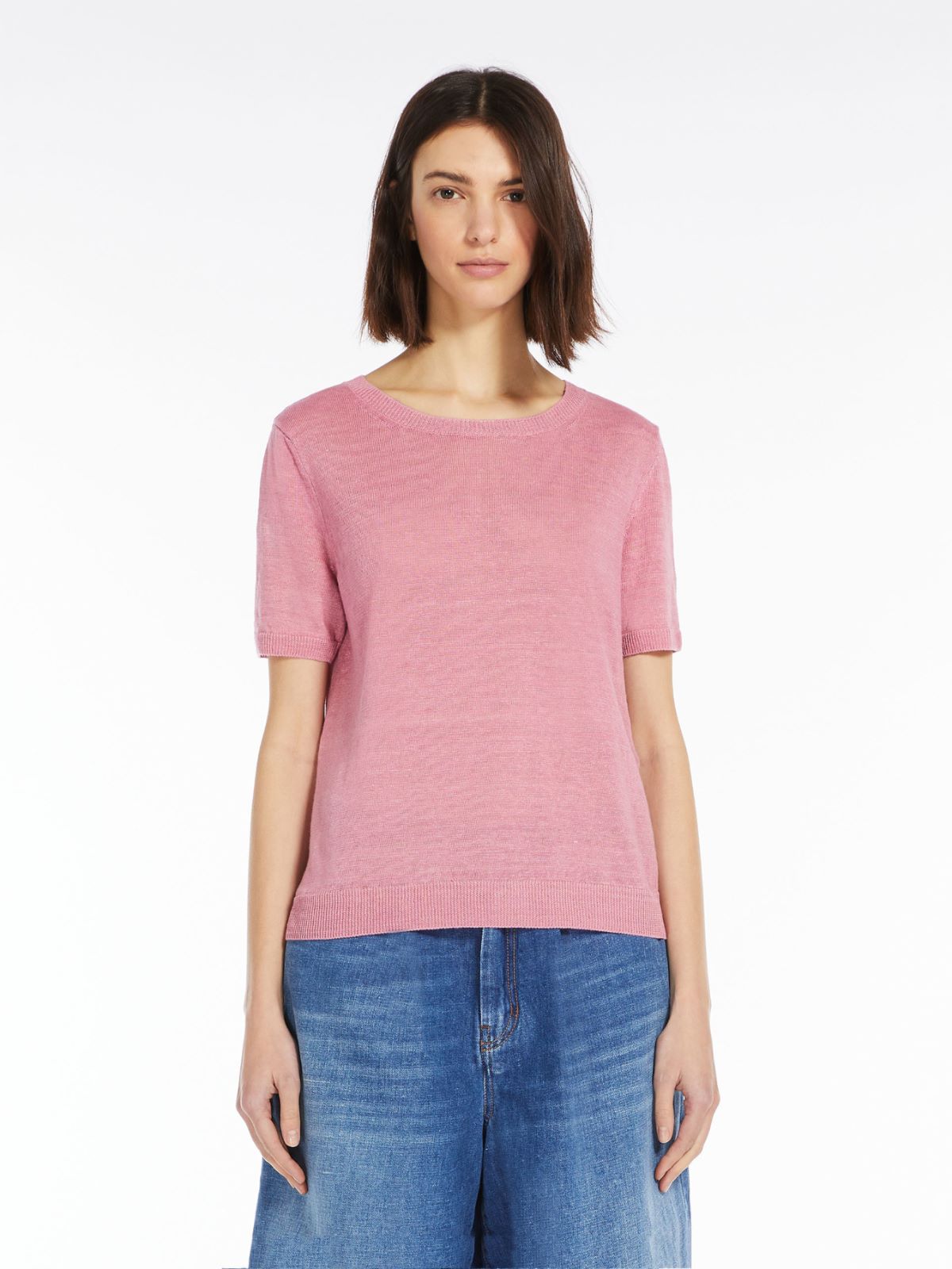 Linen knit T-shirt - PINK - Weekend Max Mara - 2