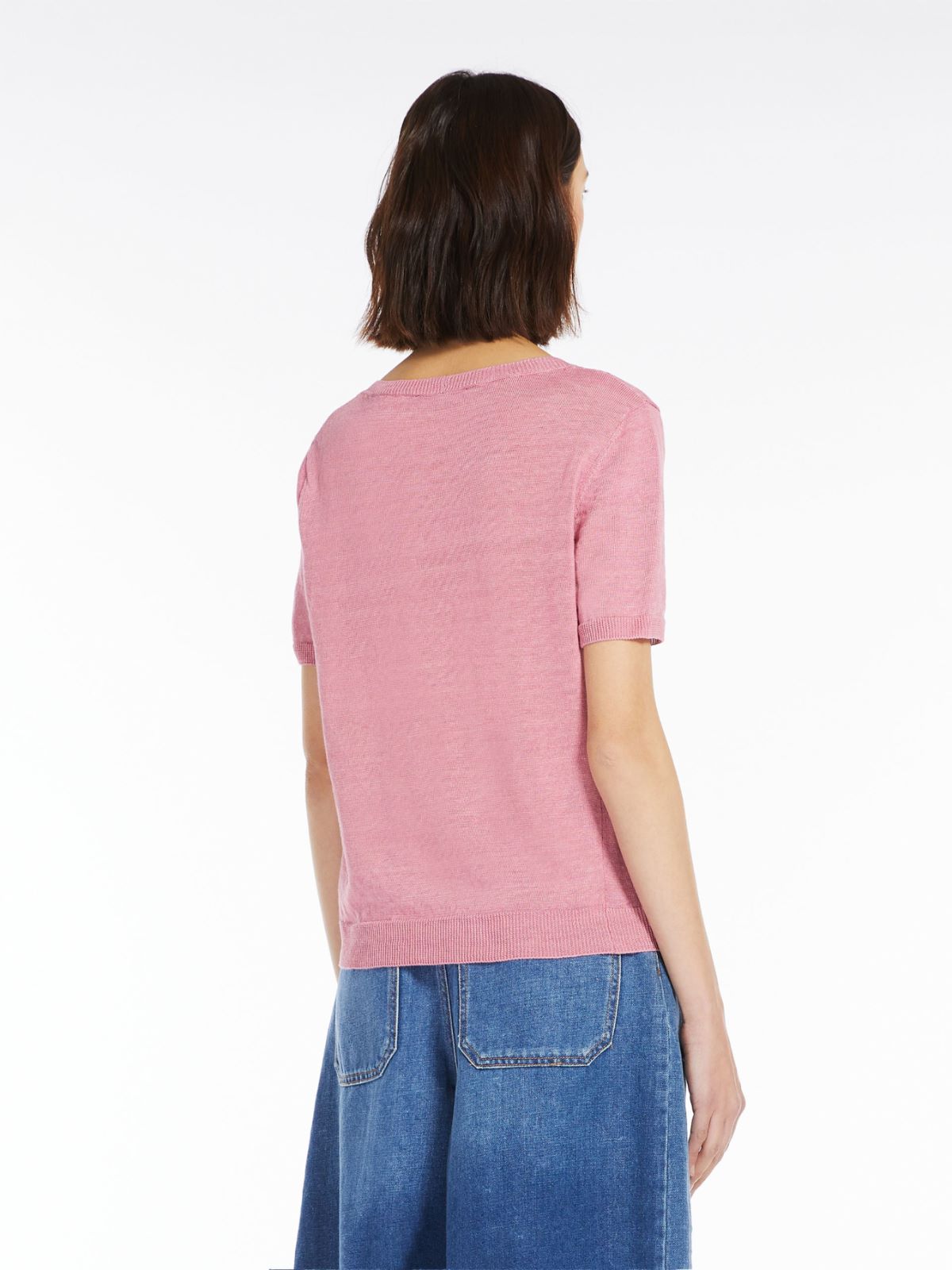 Linen knit T-shirt - PINK - Weekend Max Mara - 3