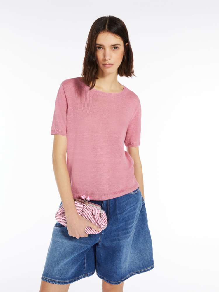 Linen knit T-shirt - PINK - Weekend Max Mara