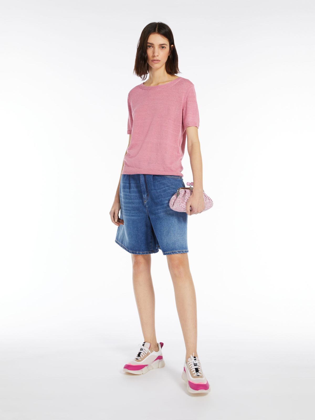 Linen knit T-shirt, pink | Weekend Max Mara