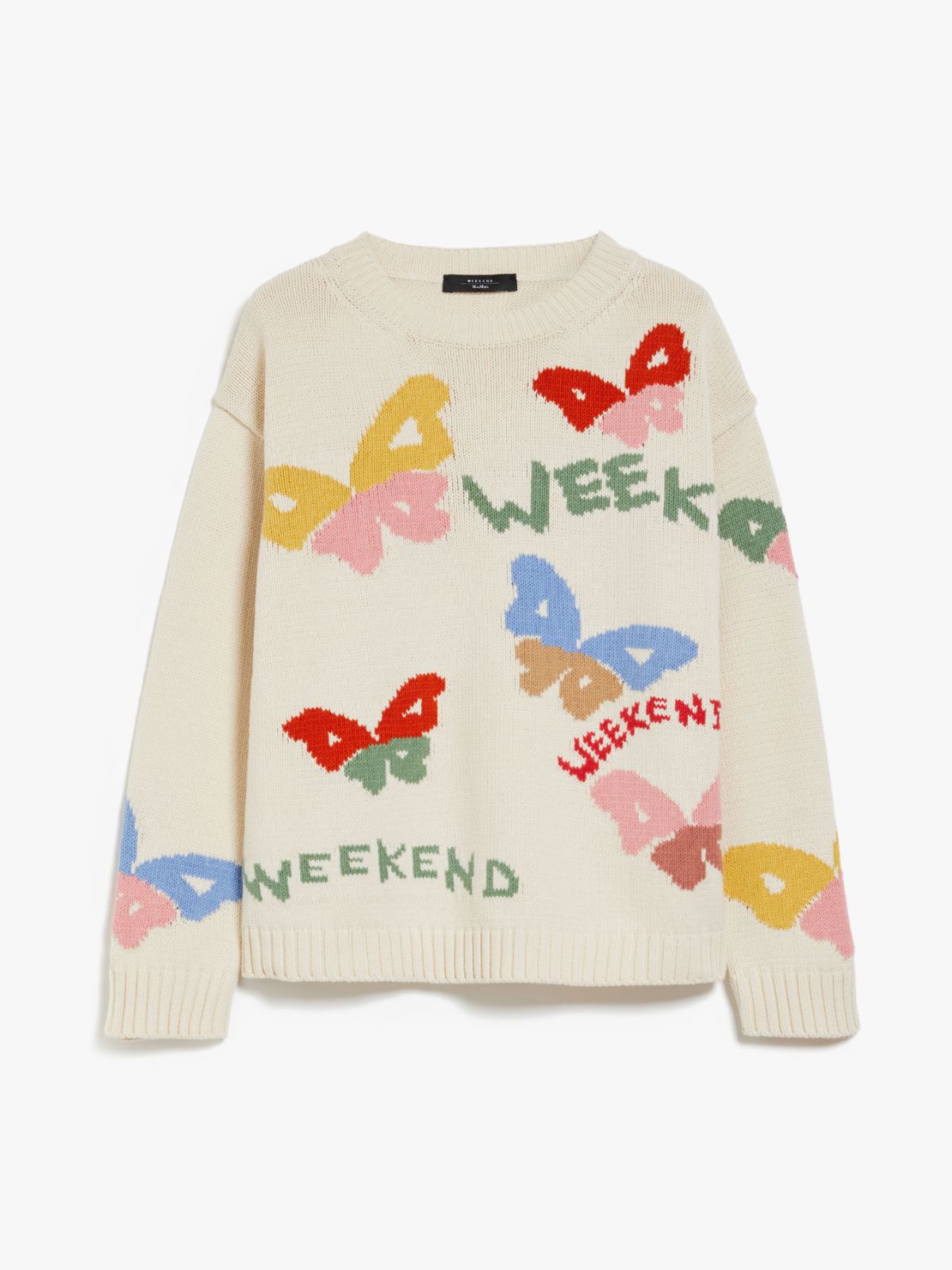Cotton inlay sweater, white | Weekend Max Mara