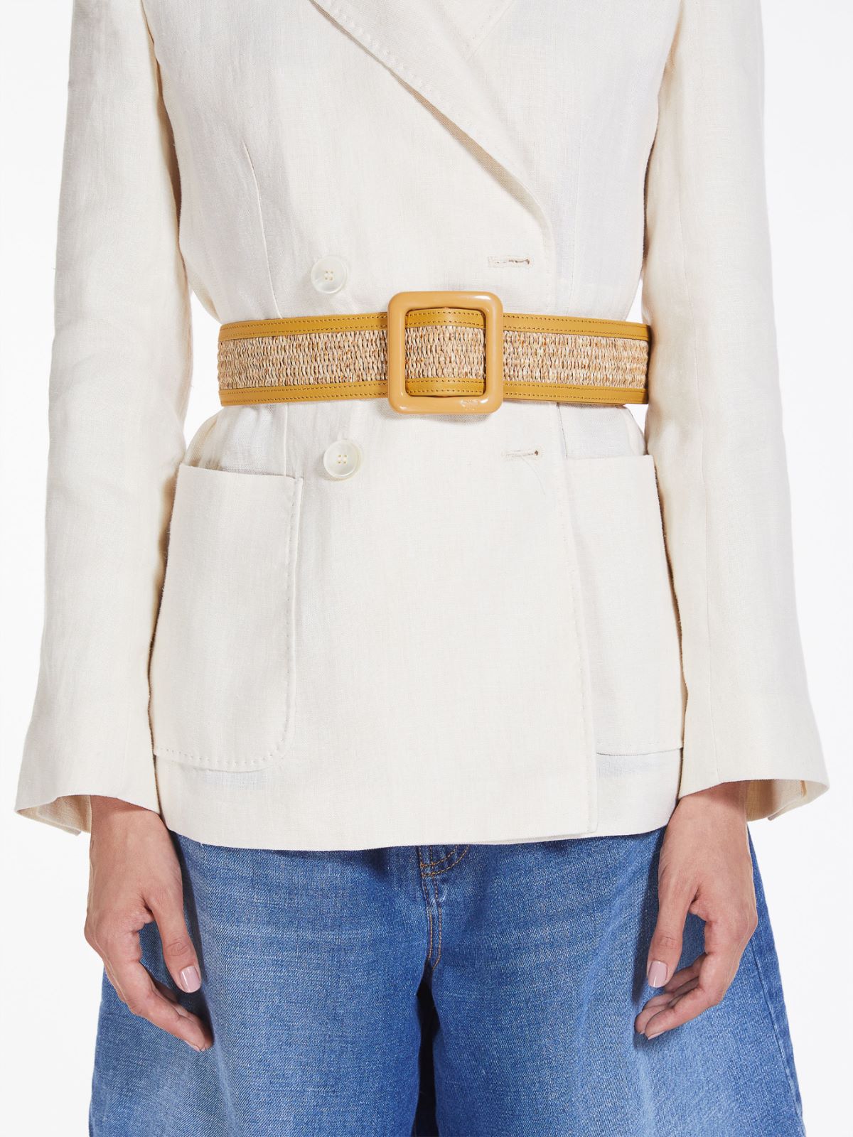 Cotton and leather belt - NATURAL - Weekend Max Mara - 3