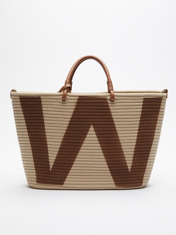 Shopper bag in printed cotton - TOBACCO - Weekend Max Mara