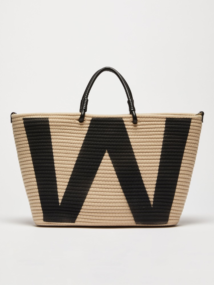 Shopper bag in printed cotton - BLACK - Weekend Max Mara
