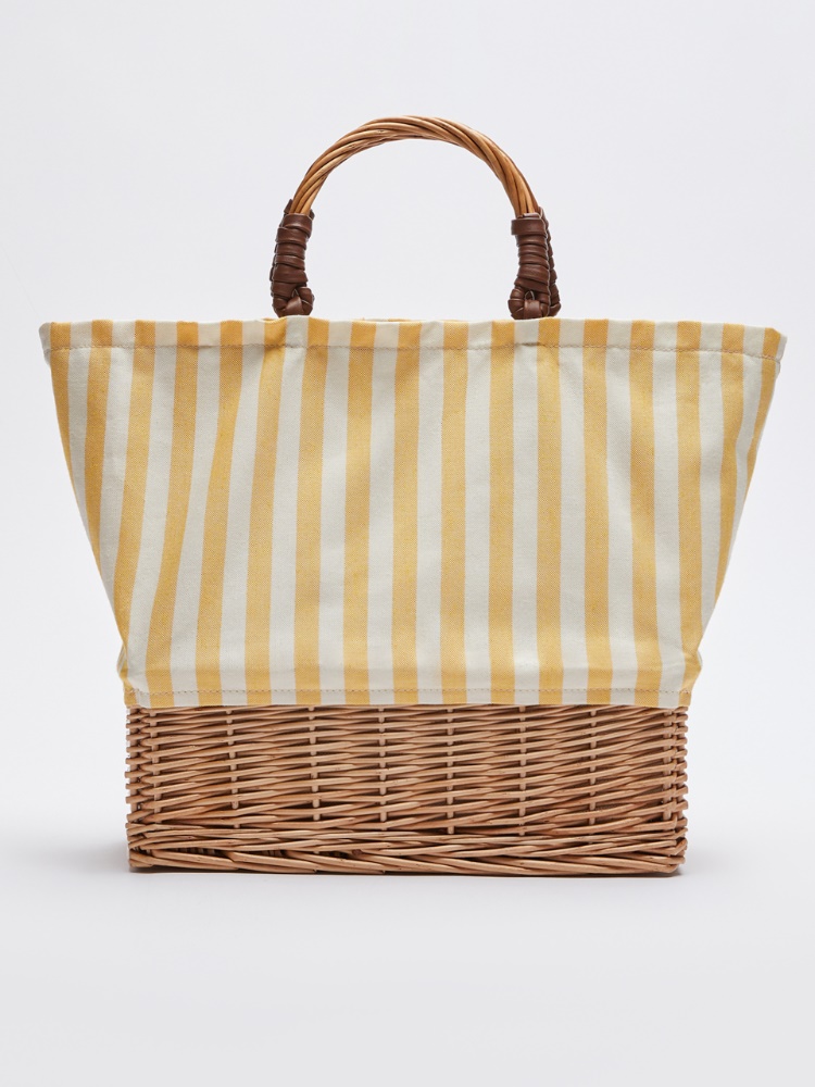 Bag in cotton and rattan - BRIGHT YELLOW - Weekend Max Mara