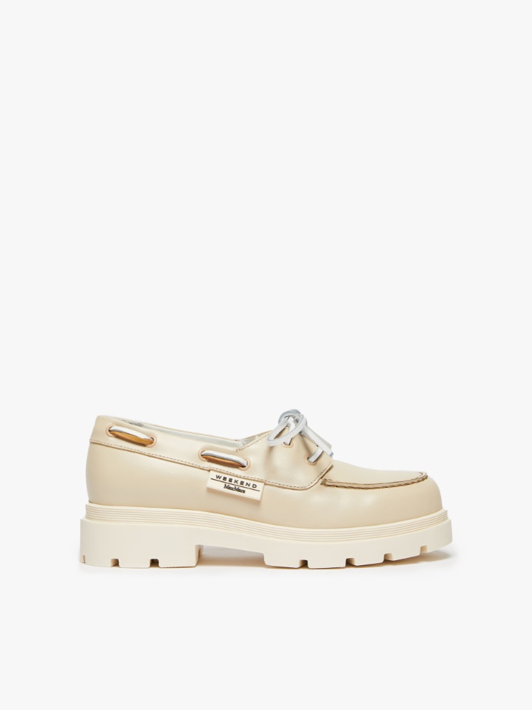Leather moccasins - IVORY - Weekend Max Mara
