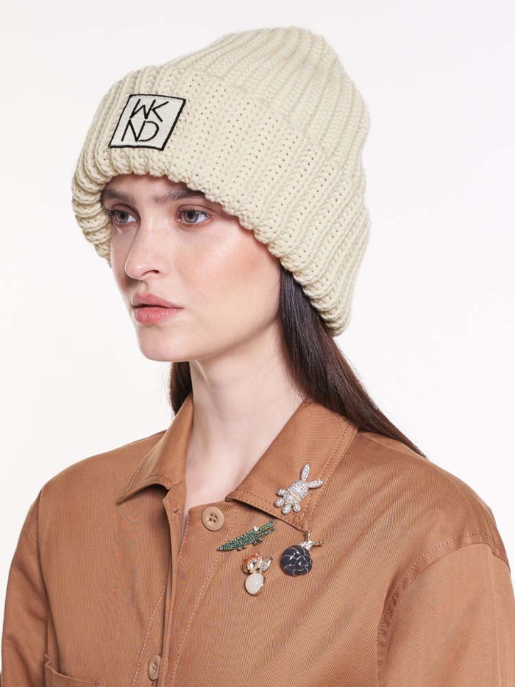Wool-knit beanie hat, white | Weekend Max Mara