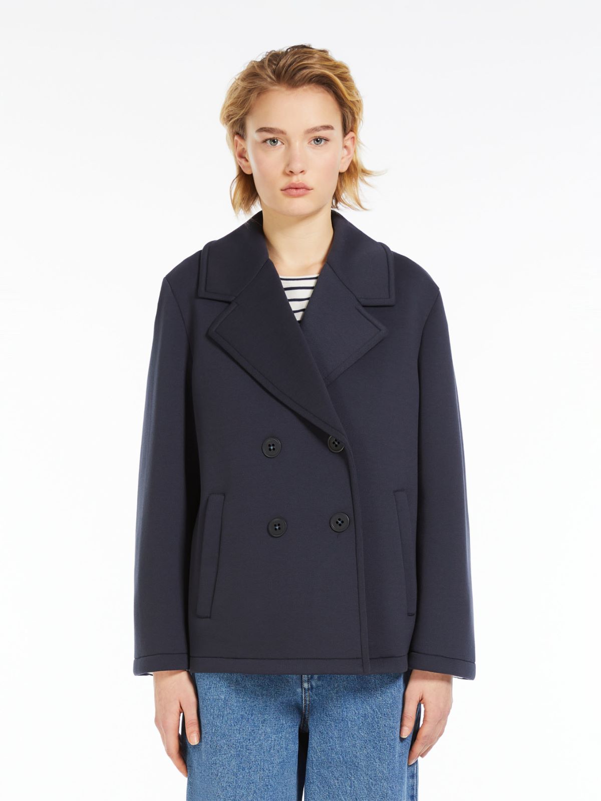 Short piqué jersey pea coat, navy | Weekend Max Mara