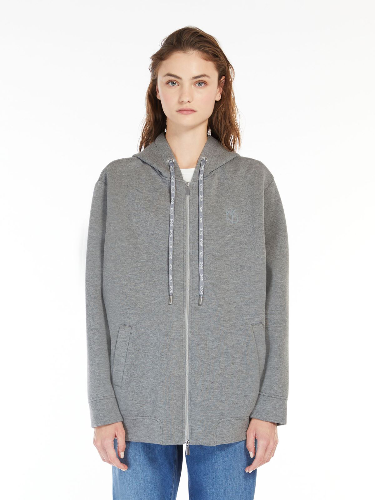 Scuba jersey jacket with hood, medium grey | Weekend Max Mara