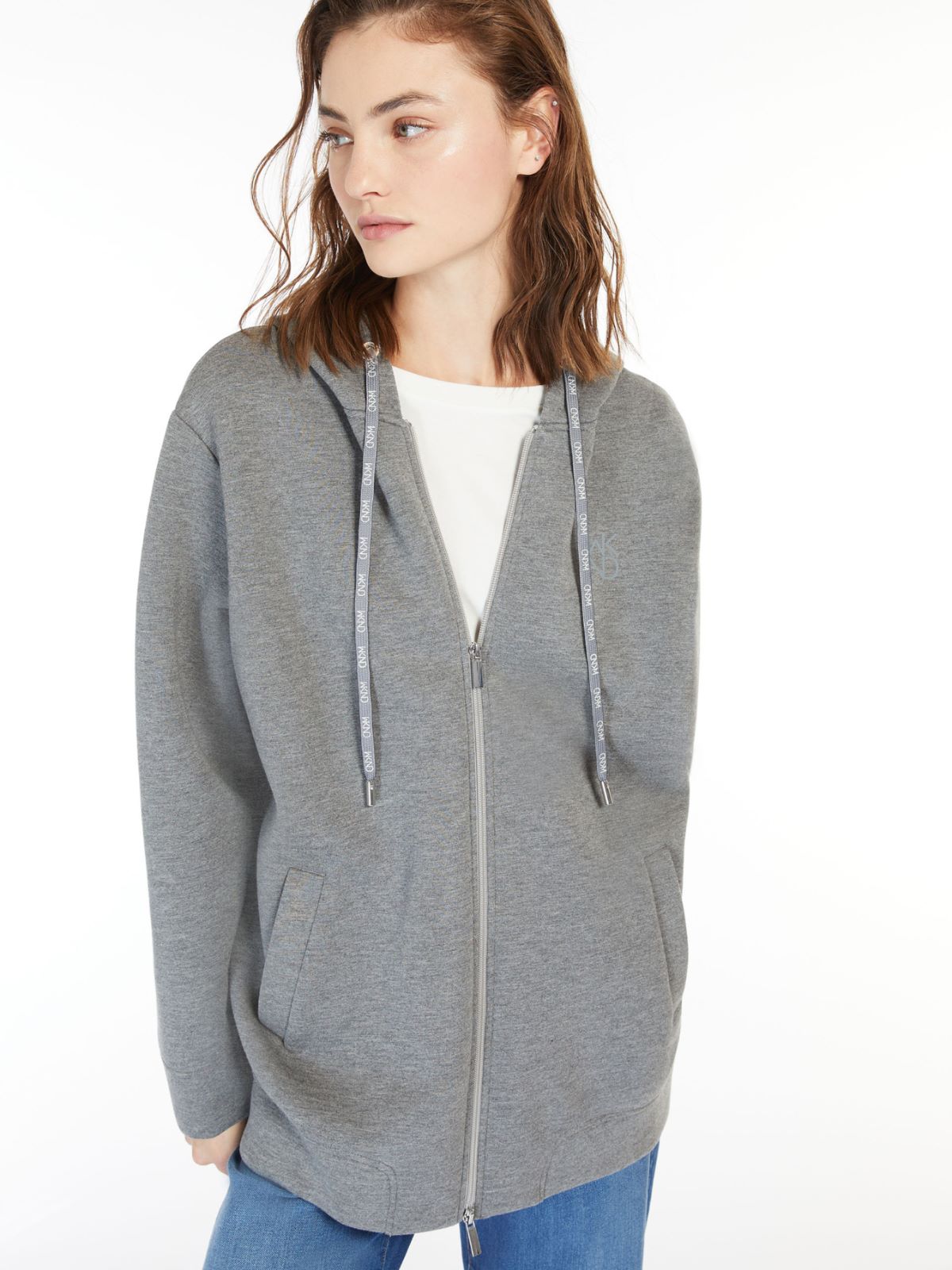 Scuba jersey jacket with hood, medium grey | Weekend Max Mara