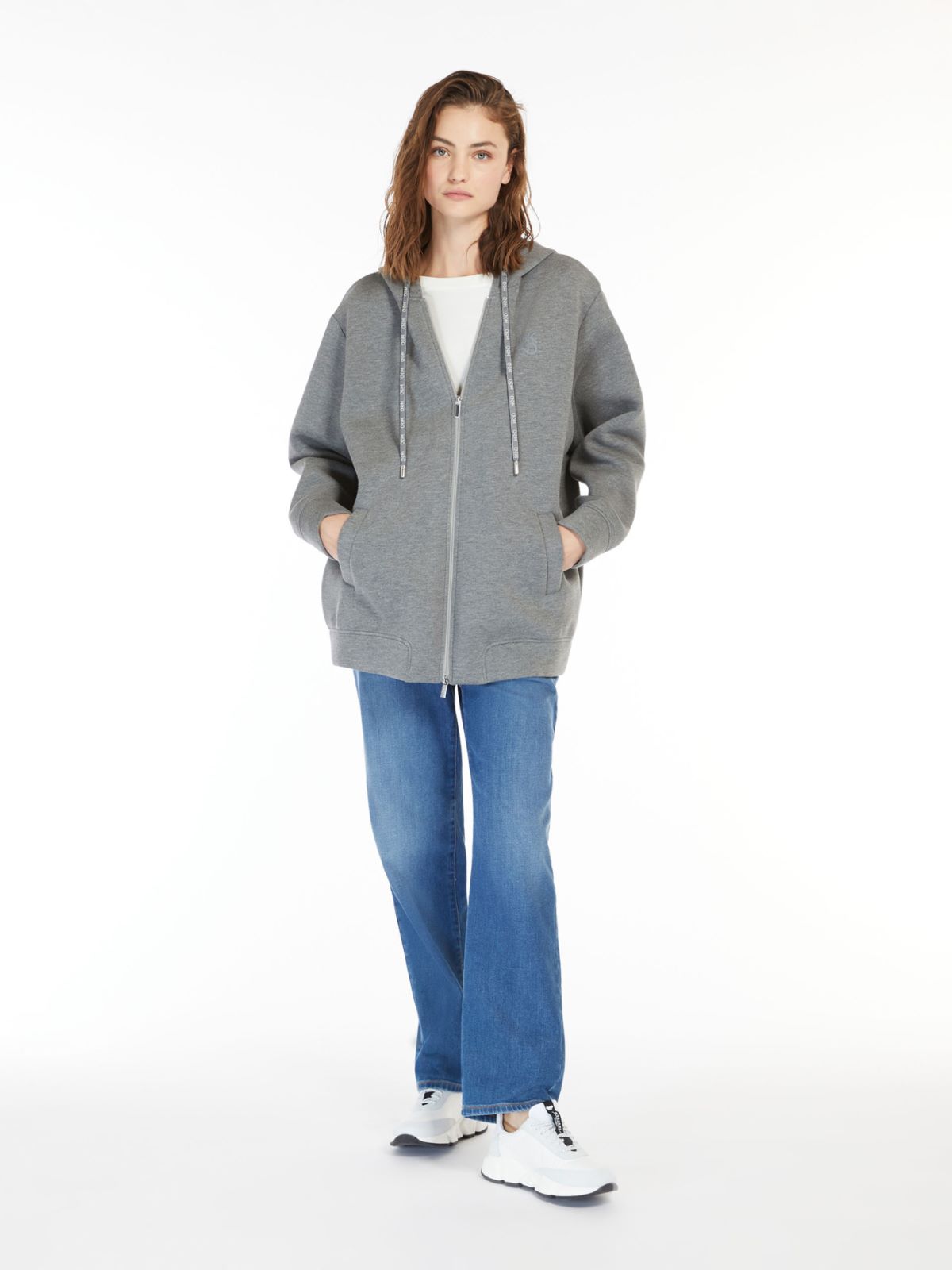 Scuba jersey jacket with hood, medium grey Weekend Max Mara