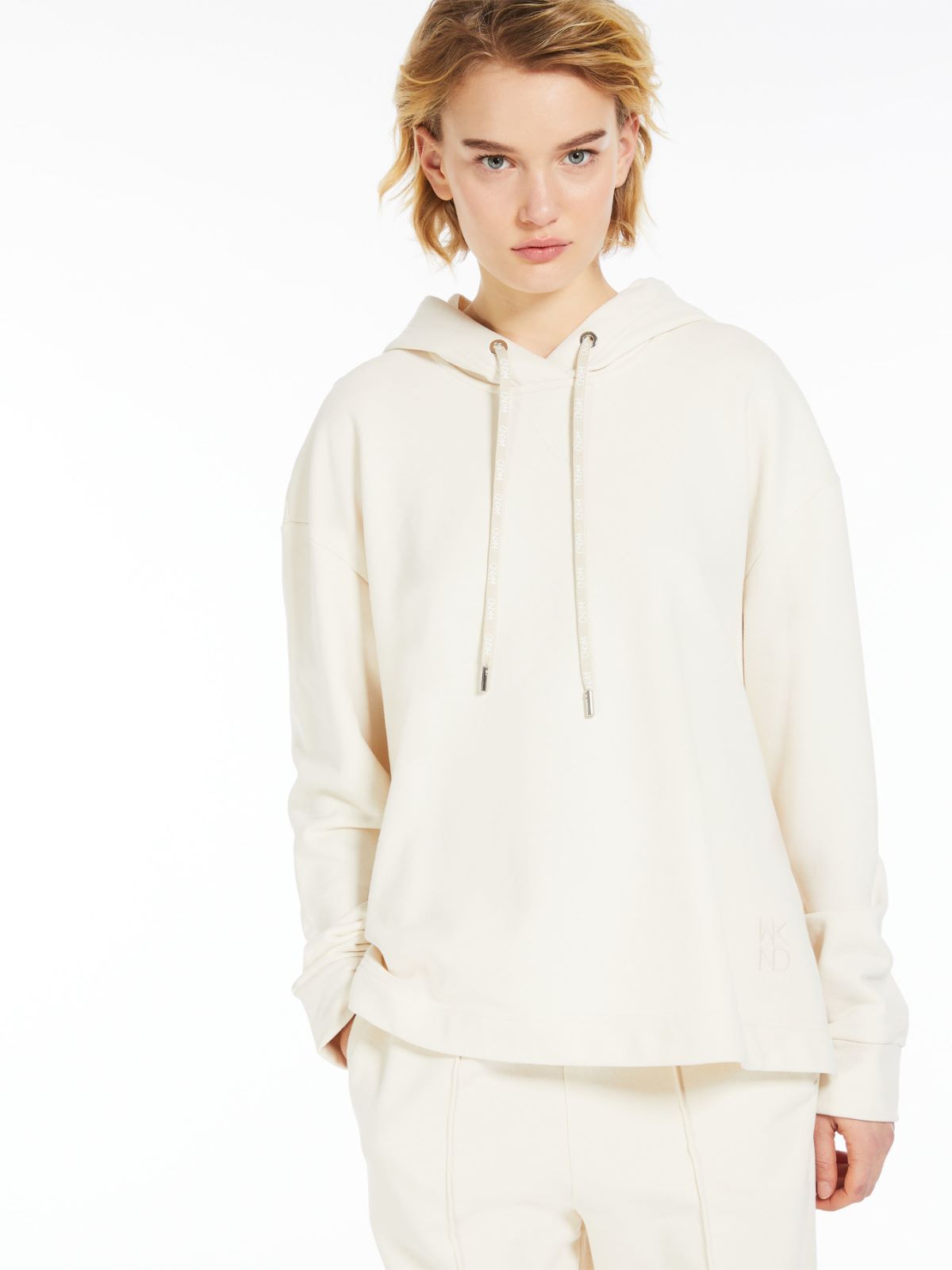 Oversized organic cotton hoodie, ivory | Weekend Max Mara