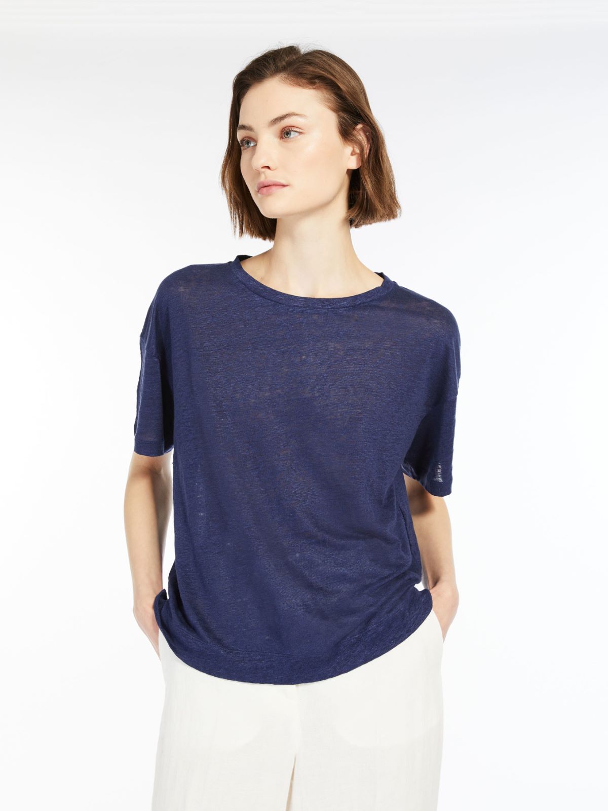 Linen jersey blouse - NAVY - Weekend Max Mara - 4