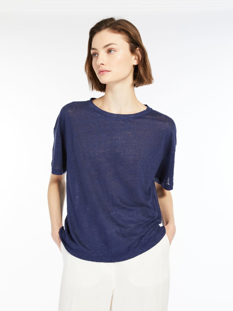Linen jersey blouse - NAVY - Weekend Max Mara