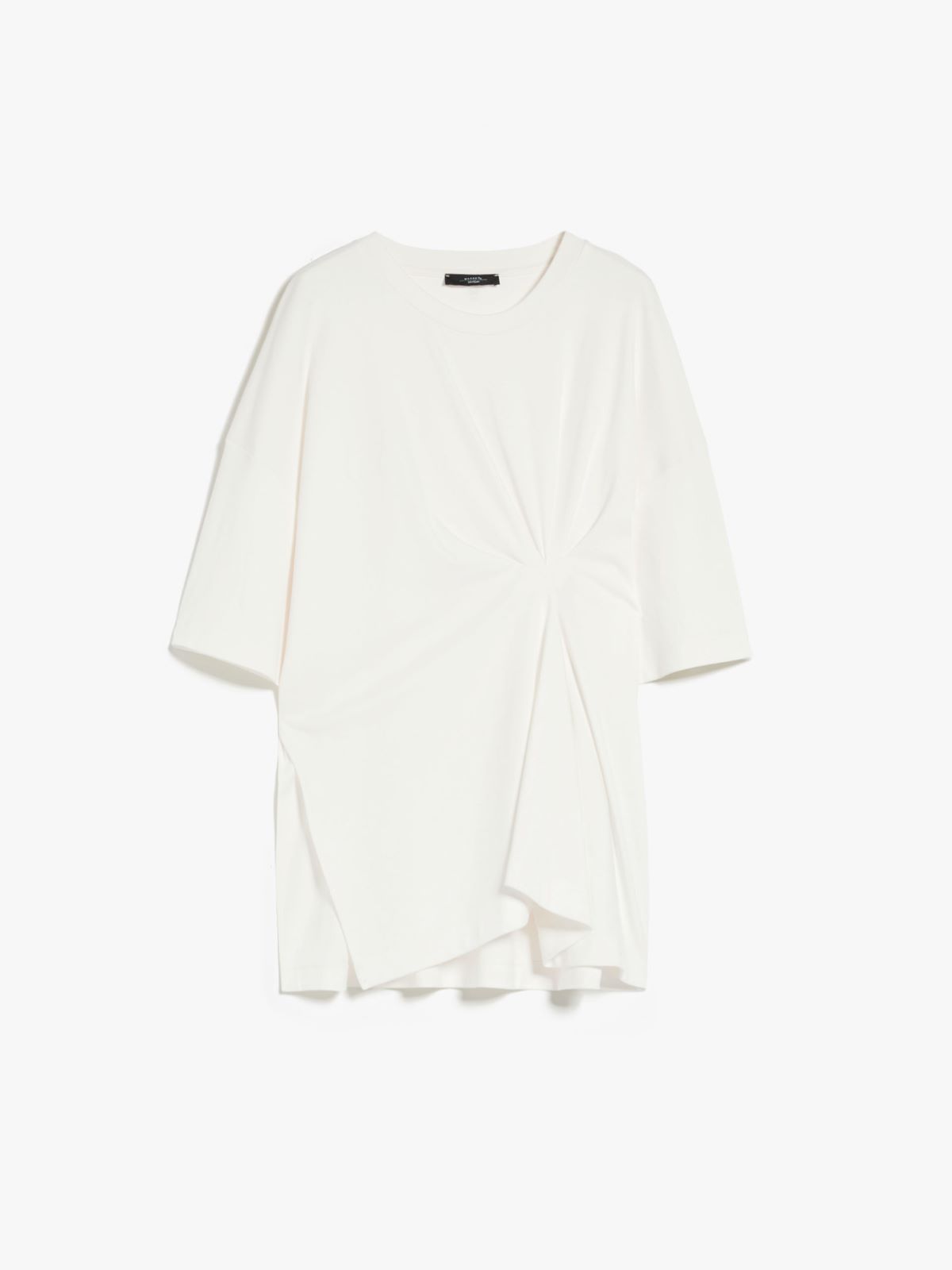 Jersey T-shirt with asymmetrical pleats, optical white | Weekend  
