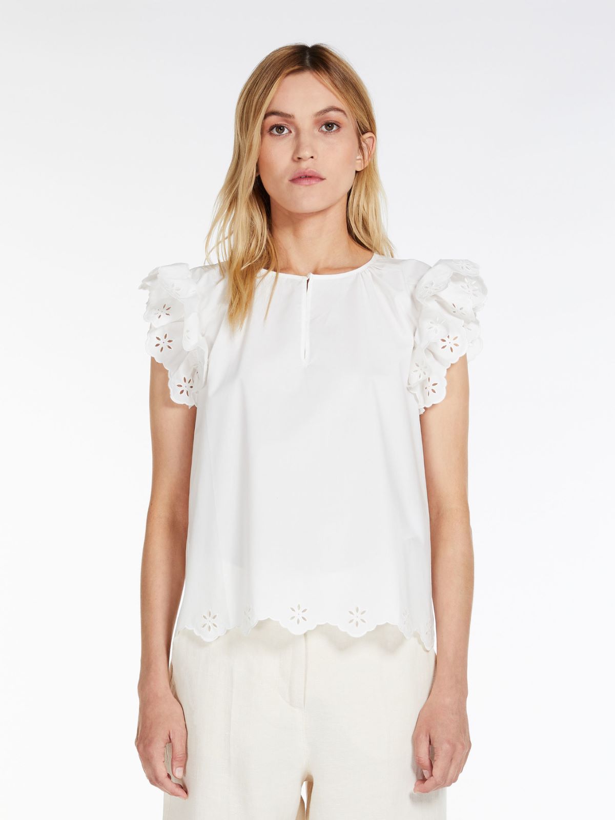 Cotton poplin blouse, white | Weekend Max Mara